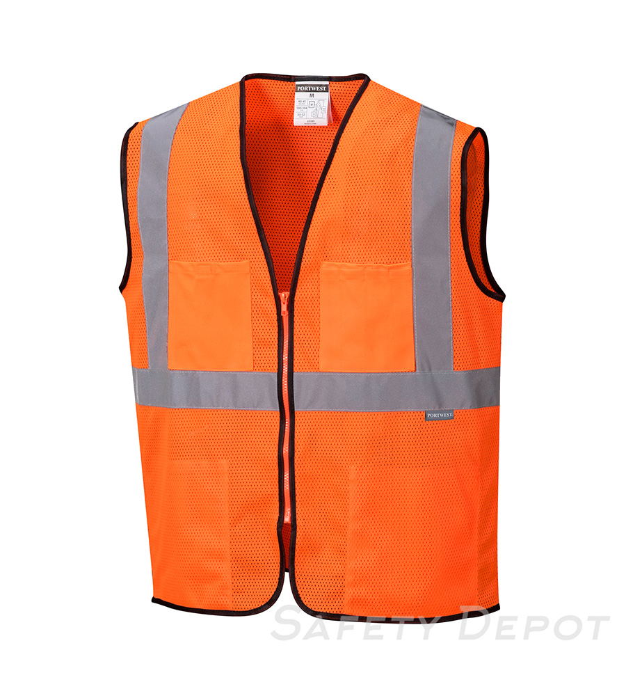 US380 Orange Class 2 Tampa Mesh Safety Vest 4 pockets